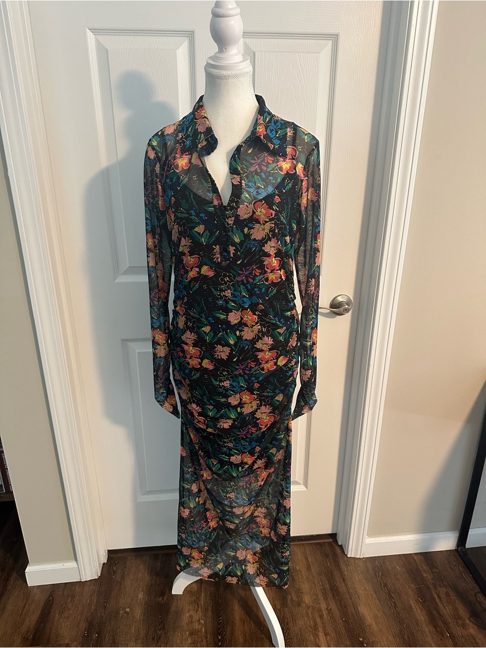 Ted Baker Black Floral Long-Sleeve Maxi Dress